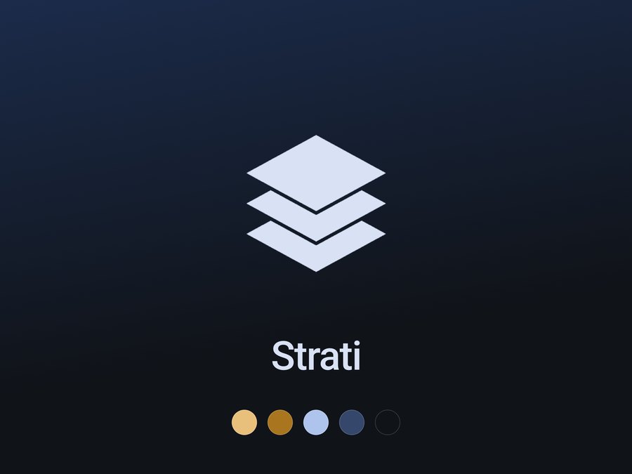 Icona a tre strati sovrapposti dell'app Strati, su fondo blu notte